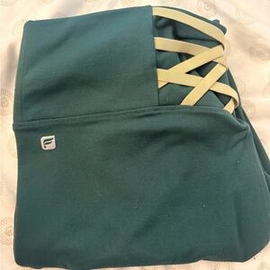 Green Fabletics Leggings with Crisscross Detail